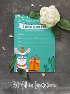 Pack of 30 Llama Kids Birthday Invitations, Boys or Girls Fill-in Style Invite, Children or Toddlers Baby First or 1st Bday Alpaca Cactus Fill in the Blank Invite Cards - Image 4
