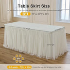 familus 6ft Ivory Spandex Fitted Tablecloth with Tulle Table Skirt - 2-in-1 Structured Tutu Table Cover for Weddings, Trade Shows, Banquets & Professional Events - Image 3