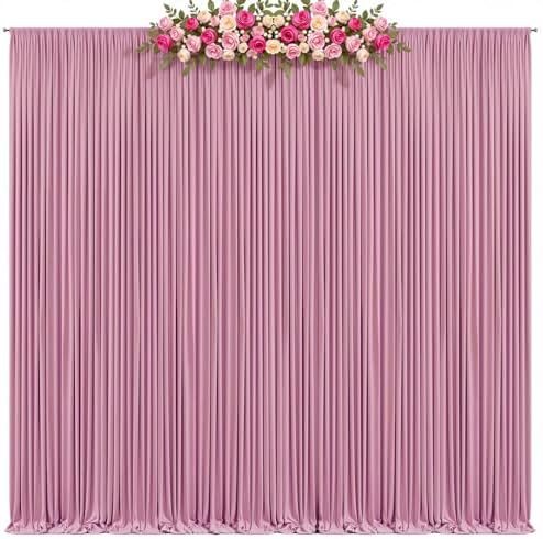 20x8ft Dusty Pink Photo Backdrop Curtains for Baby Shower Wrinkle Free Polyester Photoshoot Curtains Drapes Backdrop for Girls Birthday Party Wedding Graduation Photography Background 4 Panels 5x8FT - Image 2