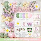 Hombae Baby in Bloom Baby Shower Decorations, 155PCs Spring Wildflower Party Supplies Wild Flower Decor for Girl with Floral Balloons Boxes, Banner, Backdrop, Tablecloth, Cake Cupcake Topper - Image 3