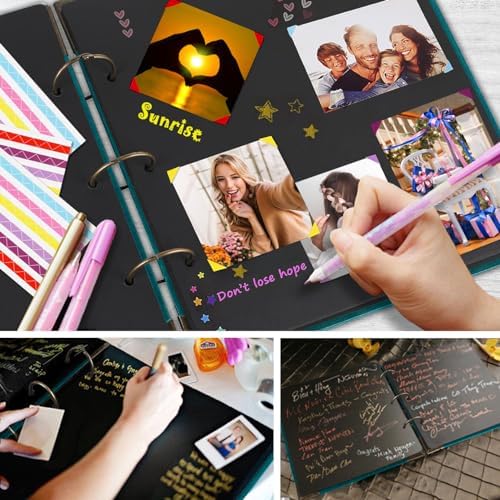 Photo Album DIY Scrapbook - 12x12 inch 50 Pages Vintage Leather Cover Three-Ring Binder Family Picture Booth Albums with 408pcs Self Adhesive Photos Corners for Memory Keep, Tree (Jasper Green) - Image 5