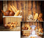 YongFoto Bakery Baking Backdrop 10x5ft Bread Basket Vintage Wood Wall Photography Background Baby Shower Birthday Party Banner Baby Baker Portrait Photoshoot Wallpaper Photo Studio Booth Props by YongFoto