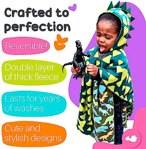 Car Seat Poncho for Toddlers and Babies, Crash Tested Winter Coat Alternative, Reversible Fleece Car Seat Blanket, 6 Months to 5 Years, Easy On Easy Off, Green Dinosaur, Birdy Boutique - Image 6