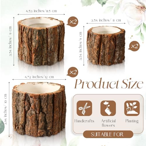 6 Pcs Wooden Vase for Centerpieces Wedding Flower, L+m+s - Image 2