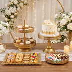 TOPZEA 4-Piece Gold Cake Stand Set, Vintage Metal Dessert Table Display Set with 2-Tier Cupcake Holder & Serving Trays for Wedding, Baby Shower, Tea Party, Birthday Decorations - Image 4