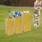 3PCS Square Gold Pedestal Stands for Party Metal Pedestal Display Stands Dessert Table Decoration Pillars Cake Pedestal Plant Stands for Party Birthday Wedding Props - Image 3