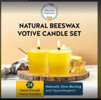 Alternative Imagination 100% Pure Natural Beeswax Votive Candles - 24 Pack - Hand-Poured - Unscented- Light Honey Aroma - 15 Hour Burn - Paraffin-Free, Long Lasting for Prayer, Meditation & Home Decor - Image 2