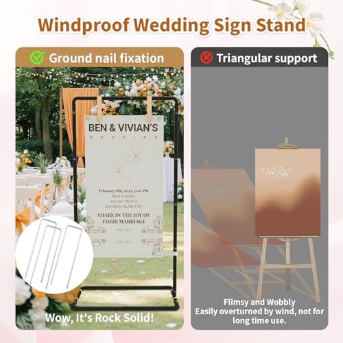 Welcome Sign Stand for Wedding - Adjustable Heavy Duty Easel w/Design Bundle & Leather Straps, Wedding Sign Stand for Welcome Signs, Seating Charts Display (Black) - Image 5
