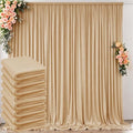 40 ft x 10 ft Wrinkle Free Champagne Backdrop Curtain for Parties, 8 Panels 10ft Polyester Champagne Photo Backdrop Drapes for Graduation Birthday Wedding Party Stage Curtains by Outpain