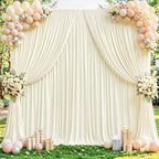 20x10ft Ivory Backdrop Curtains for Wedding Parties Wrinkle Free Photo Backdrop Drapes for Photography Birthday Baby Shower Soft Fabric Party Backgournd for Photoshoot 5x10ft, 4 Panels by Partisky