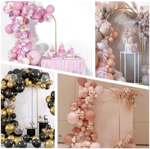 Metal Arch Backdrop Stand and Cover Set, 7.2FT Beige Reusable Spandex Fitted Backdrop Cover and Gold Wedding Arch Frame for Baby Shower, Birthday, Parties Decoration. - Image 6