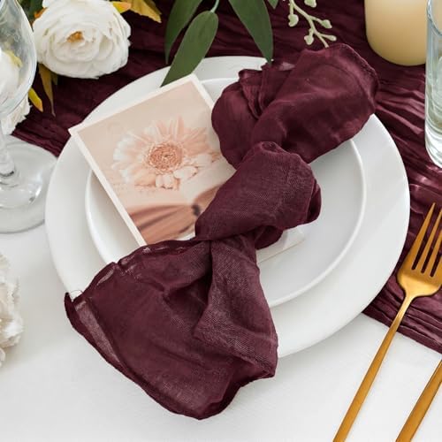 50 Pack Cheesecloth Napkins 20"x20" Burgundy Red Gauze Boho Napkins - Image 6