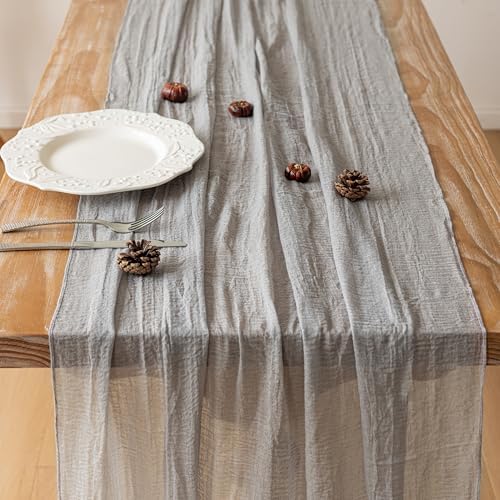 6Pcs Grey Cheesecloth Table Runner 120 Inches for Party Home Decorations - Image 5