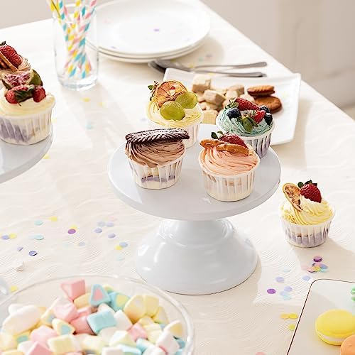 HBlife 3-PCS White Cake Stand Set (8"/10"/12" Plate) for 6-10 Inch Cakes, Perfect Dessert Table Display Set, Cupcake&Cake Stands for Party, Wedding, Birthday, Baby Shower, Anniversary (Metal) - Image 4