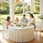 6 Pack Ivory Round Spandex Tablecloths, 5FT/60In Stretchy Table Cloth with Skirt, Washable Fitted Tablecloth, Circle Wrinkle Free Table Cover for Wedding Party Dining Banquet Event - Image 6