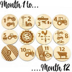 SM Design Baby Milestone Markers Set of 12 + Birth Announcement Sign | Monthly Baby Photo Props | First Year Milestones | Nursery Wall Decor | Hobby Theme (Farm) - Image 3