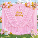 10x10 Pink Backdrop Curtain for Parties Baby Shower Wrinkle Free Pink Photo Curtains Backdrop Drapes Fabric Decoration for Wedding Birthday Party 5ft x 10ft,2 Panels - Image 3
