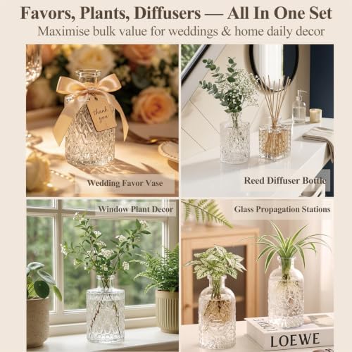 Clear Glass Bud Vase Set of 24 Pcs,Small Bud Vases in Bulk,Glass Crystal Flower Vases Table Centerpieces for Party Event Wedding Decor Baby Shower Decorations (Clear, 24 Pcs) - Image 4