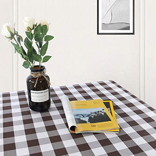 Hiasan Checkered Tablecloth Rectangle 60 x 84 Inch, Coffee and White - Image 5