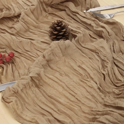 12 Pack Nude Cheesecloth Table Runner 120 Inch Boho Wedding Decor - Image 6