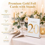 Geelin 20 Pcs Wooden Wedding Table Numbers 1-20 with Stands, White - Image 5