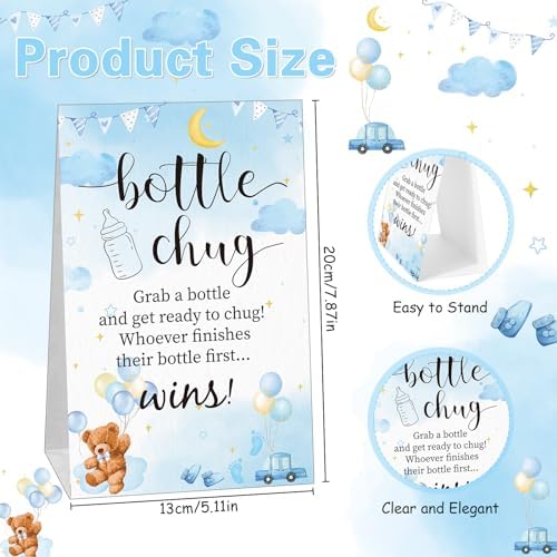 TrelaCo 20 Pcs Bottle Chug Game, Cute Bear Baby Shower Favors, Blue - Image 2