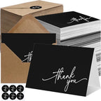 Gueevin 200 Pcs Thank You Cards with Envelopes Stickers, 3.5x5", Black by Gueevin