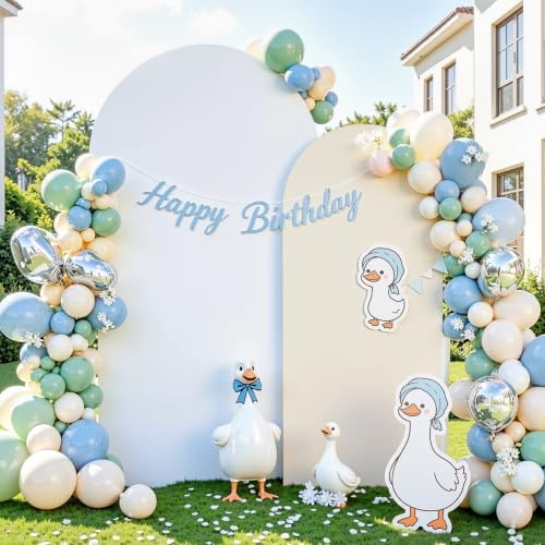Beige White Arch Backdrop Cover Set of 2 Spandex 7.2 and 6ft Arch Covers Stretchy Backdrop Boho Wedding Balloon Arch Stand Covers for Birthday Party Baby Bridal Shower Banquet Photo Arches Background by Suppromo