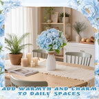 12 Set Artificial Hydrangea Peony Flowers with Vase, Blue - Image 6