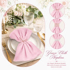 60Pack Light Pink Cheesecloth Napkins Rustic Boho Gauze Napkins 20"x20" - Image 5