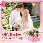 Glenmal 36 Pcs Pink Gift Basket Empty Bulk with Handles 9.8 x 6.5 x 4.3 Inch Kraft Basket Kraft Cardboard Wrap Bags Tray for Weeding Party Birthday Christmas Valentines Breast Cancer Party Supplies - Image 5