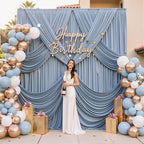 30ft×12ft Wrinkle Free Dusty Blue Backdrop Curtain for Wedding Parties,6 Panels 5×12ft Long Silky Polyester Fabric Backdrop Drapes Photo Back Drop Cloth for Birthday Photography Background - Image 2