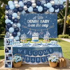 A Little Denim Baby Is On The Way Baby Shower Decorations Kit Includes Backdrop Banner Balloon Boxes Mom To Be Sash Cake Toppers 75 Balloons Denim And Diamond Gender Reveal Decor for Boy - Image 3