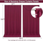 40x10ft Burgundy Backdrop Curtain for Wedding Parties Wrinkle Free Fabric Maroon Drapes Backdrop Decoration for Baby Shower Birthday Photography Decoration 8 Panels, 5ft x 10ft - Image 6
