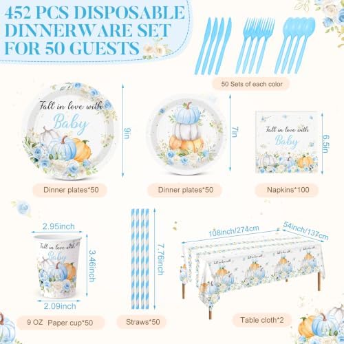 Ceenna Fall Little Pumpkin Baby Shower Party Supply Decoration for 50, Blue - Image 2