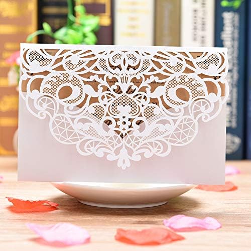 FOMTOR Laser Cut Wedding Invitation Cards Set w/Envelopes & Inserts & Seals – for Wedding, Bridal Shower, Graduation, Birthday Party, Engagement, Anniversary White 50Pcs - Image 2