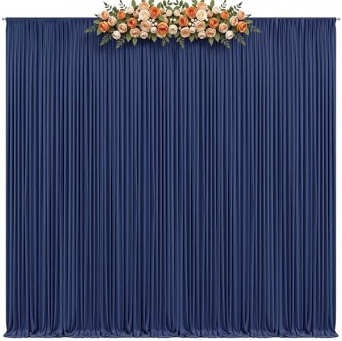 30x8ft Navy Blue Backdrop Curtain for Parties Wrinkle Free Fabric Backdrop Curtain Birthday Party Photo Backdrop Drapes for Wedding Baby Shower Bridal Shower Photography Back Drop 6 Panels 5x8FT - Image 2