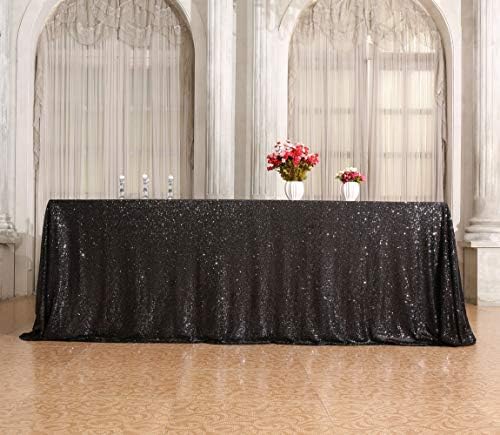 SquarePie Sequin Tablecloth 90x156 Inch Black for Halloween Wedding Party - Image 5