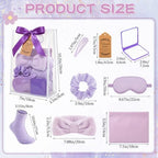 54 Pcs Baby Shower Prizes for Winners Prizes Gifts 6 Sets with Headbands Eye Masks Mirrors Hair Ties Hair Clips Socks Storage Bags Thank Card Gift Bag for Baby Shower Party Wedding (Purple) - Image 2