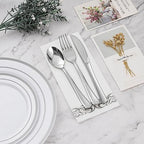 BESTVIP 700 PCS Disposable Silver Plates and Silverware Set for 100 Guests - Image 6