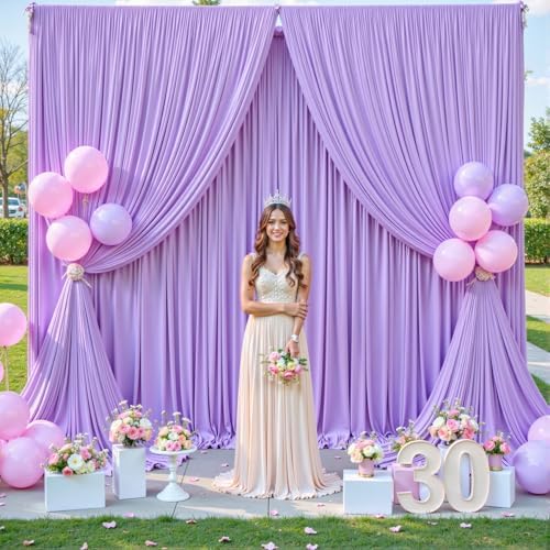 40ft x 15ft Lavender Wrinkle Free Backdrop Curtains for Wedding Party Backdrops Curtain Drapes Fabric Decorations Photo Back Drop Cloth for Baby Shower Photography Stage Reception - Image 3