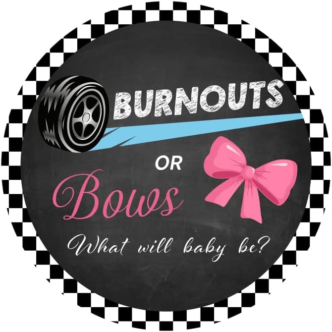 Leyiyi 7.2x7.2ft Burnouts or Bows Round Backdrop Cover Pink or Blue What Will Baby Be Photography Background He or She Baby Shower Party Banner Decoration Gender Reveal Baby Shower Party Supplies - Image 4