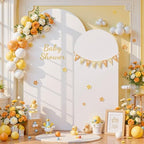 7.2FT & 6FT Arch Backdrop Cover, White & Blue Wedding Arch Covers, Spandex Arch Covers Stretchy Backdrop for Bridal Shower Baby Shower Birthday Decoration - Image 3