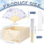 Aneco 100 Pieces Wedding Foldable Hand Fans Floral Handheld Paper Fans with Organza Bags and Storage Basket Folding Fans for Wedding Guests Bridal Shower Bridesmaid Gifts - Image 2