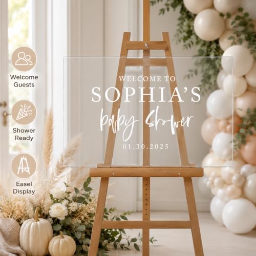 Andaz Press Custom Large Baby Shower Welcome Sign, 16" x 24", Classic Brushstroke Personalized Acrylic Signage for Gender-Neutral Sprinkle, Fall Decorations - Image 6