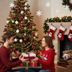 Cholemy 5 Pcs Christmas Nesting Gift Box with Lid Velvet Ribbon, Wine Red - Image 6