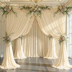20ft x 10ft Champagne Backdrop Curtains, Wrinkle-Free Sheer Chiffon Fabric Photo Backdrop Drapes for Wedding Arch Party Ceremony Stage Photography Decorations - Image 6