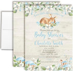 Custom Baby Shower Invites Oh Deer Invitation for Boys 20 5x7 Custom Personalized Wildlife Invites With Envelopes - Unique Little Deer Baby Shower Cards by AmandaCreation