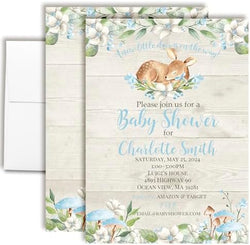 Custom Baby Shower Invites Oh Deer Invitation for Boys 20 5x7 Custom Personalized Wildlife Invites With Envelopes - Unique Little Deer Baby Shower Cards by AmandaCreation