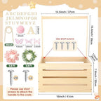 Juexica Wooden Baby Shower Crate Closet Baby Basket with Handle Box with Butterfly Eucalyptus Garland Bead Artificial Flowers Large Letter for Pregnancy New Parent Gift(Wood Color) - Image 2